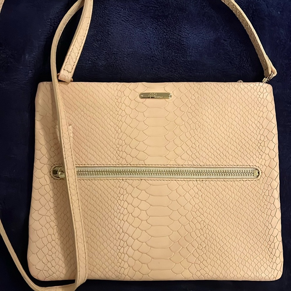Gigi New York crossbody, rare light pink snakeskin material